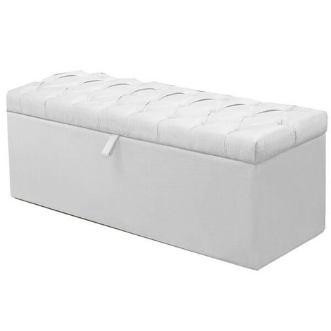 Calçadeira Recamier Baú Casal King 195cm Italia Napa Branco