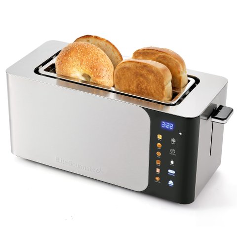 Elite Gourmet Torradeira Digital Longa 4 Fatias com Função Bagel e Timer Led