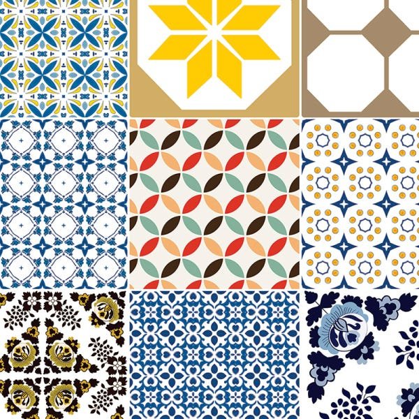Papel de Parede Adesivo Azulejo 012 Portugês 4.20x0.58m - 2