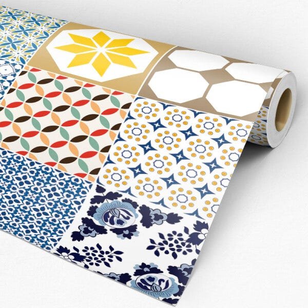 Papel de Parede Adesivo Azulejo 012 Portugês 4.20x0.58m - 3