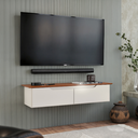 Ver imagem 2 de Rack Suspenso para Sala Quarto Home Estante Parede Bancada Prateleira Flow - Jm3 Móveis:off White/na