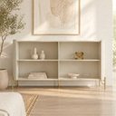 Ver imagem 1 de Balcão Buffet 180cm Porta Lisa Estrutura 100% MDF Bend Bege/Luna/Bronze