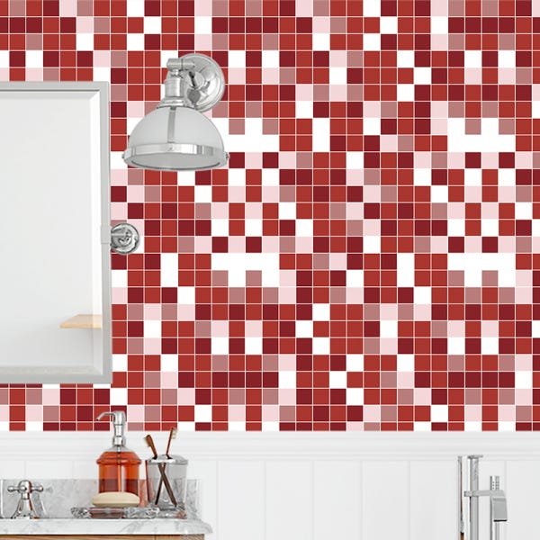 Papel de Parede Adesivo Pastilha 008 Vermelha 3.00x0.58m - 1