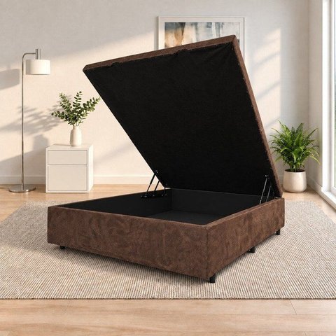 Base Box Baú Padrão Casal Suede 1,38x1,88