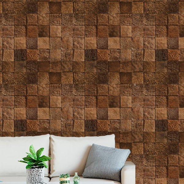 Papel de Parede Adesivo Madeira 027 Mosaico 1.20x0.58m - 1