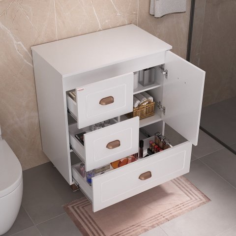Gabinete para Banheiro Catarina 70 com Pés Branco Fabribam Branco
