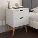Ver imagem 2 de kit Mesa de Cabeceira Lateral de Cama Madri 2 gavetas Retrô:BRANCO