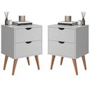 Ver imagem 1 de kit Mesa de Cabeceira Lateral de Cama Madri 2 gavetas Retrô:BRANCO