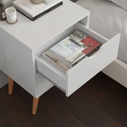 kit Mesa de Cabeceira Lateral de Cama Madri 2 gavetas Retrô:BRANCO - 4