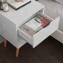 Ver imagem 4 de kit Mesa de Cabeceira Lateral de Cama Madri 2 gavetas Retrô:BRANCO