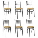 Ver imagem 1 de Kit Conjunto 6 Cadeiras para Cozinha Mesa Jantar Bar Lanchonete Restaurante Preta Estofado Bege