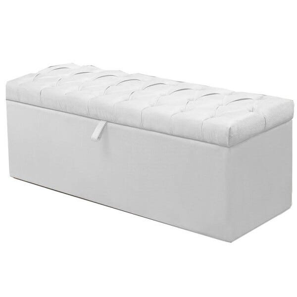 Calçadeira Recamier Baú Solteiro 90cm Italia Napa Branco - 1