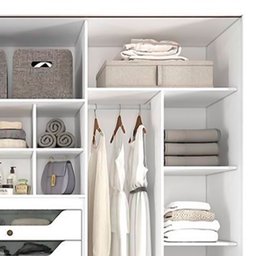 Guarda-Roupa Casal 3 Portas 1 Espelho Branco Vitoria Panan 270cm - 6