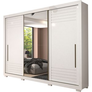 Guarda-Roupa Casal 3 Portas 1 Espelho Branco Vitoria Panan 270cm