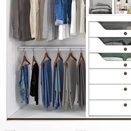 Guarda-Roupa Casal 3 Portas 1 Espelho Branco Vitoria Panan 270cm - 7