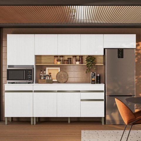 Cozinha Completa com Balcão 150cm com Tampo Conjunto 4 Peças