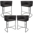 Ver imagem 1 de Kit 04 Banquetas Baixa Base de Aço Preto Betina D02 Linho Cinza Escuro C-416 - Lyam Decor
