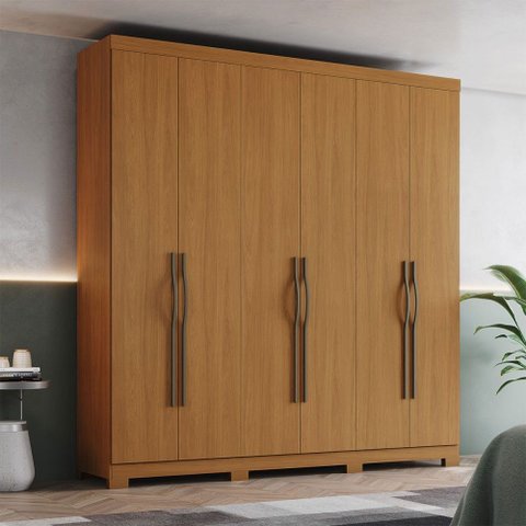 Guarda-roupa Casal Dominic 6 Portas 2 Gavetas Cinamomo - Henn