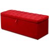 Cabeceira Mais Calçadeira Baú Solteiro 90cm Para Cama Box Paris Suede Animale Vermelho - SA Mó - 3