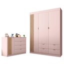 Ver imagem 2 de Jogo de Quarto Infantil Ayla com Guarda Roupa e Cômoda Rosê Acetinado - Phoenix Baby