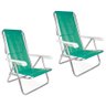 Kit 2 Cadeira Praia Reclinável 8 Posições Alumínio Mor Verde - 1
