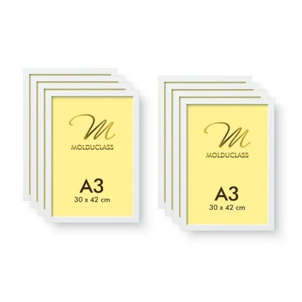 Kit 8 Molduras A3 Brancas para Quadro Poster Acetato iFrame - 1