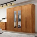 Ver imagem 4 de Guarda Roupa Casal Livorno 6 Portas 4 Gavetas com Espelho Cinamomo - Novo Horizonte