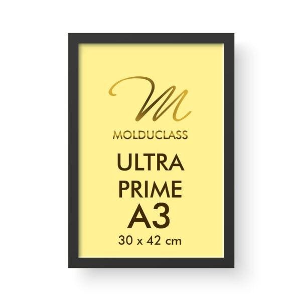 Kit 5 Molduras A3 Pretas com Antirreflexo Vidro para Quadro - 2