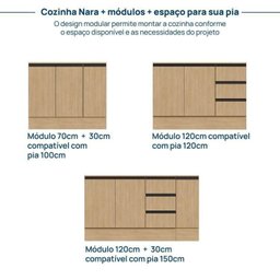 Cozinha Modulada 5 Peças 3 Aéreos 2 Balcões Nara Cabecasa Madeiramadeira - 15