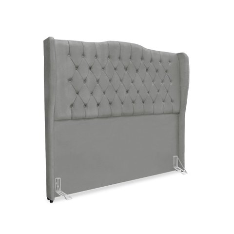 Cabeceira de Cama Box King 195 Cm Dubai Premium - Veludo Cinza Grafite