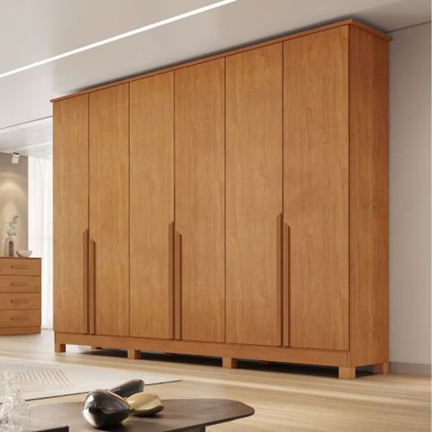 Guarda Roupa Casal 6 Portas sem Pés em Mdf Bianca Bianchi - Nature