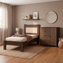 Ver imagem 4 de Cama de Solteiro e Comoda 4 Gavetas 1 Porta Bela MDF Chocolate Off Milani Movelaria