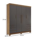 Ver imagem 4 de Guarda-roupa Casal Tibagi 4 Portas 6 Gavetas Jatoba/grafite - Pnr Móveis