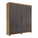 Ver imagem 3 de Guarda-roupa Casal Tibagi 4 Portas 6 Gavetas Jatoba/grafite - Pnr Móveis