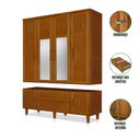 Ver imagem 2 de Roupeiro em Madeira Maciça Imperatriz 4 Portas 2 Porta com Espelho Castanho