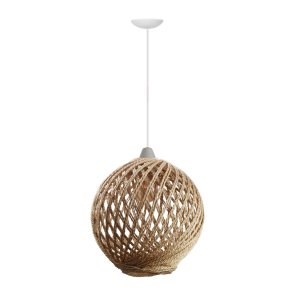 Luminária Pendente Mabelly em Corda Sisal Natural Palha:branco