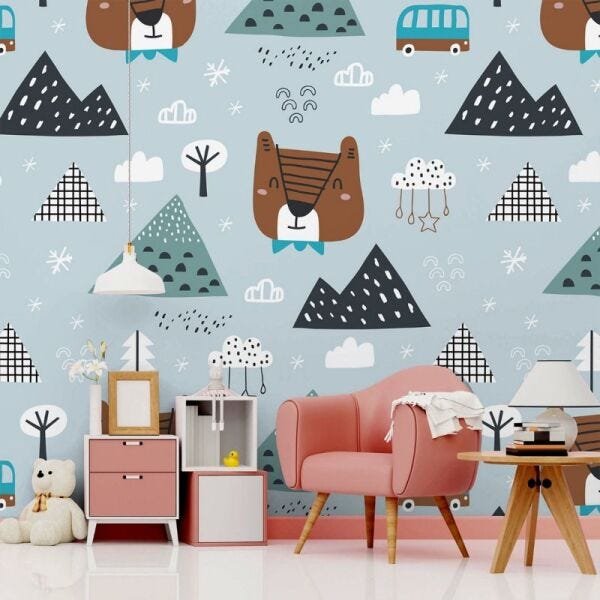 Papel de Parede urso desenho baby - 1