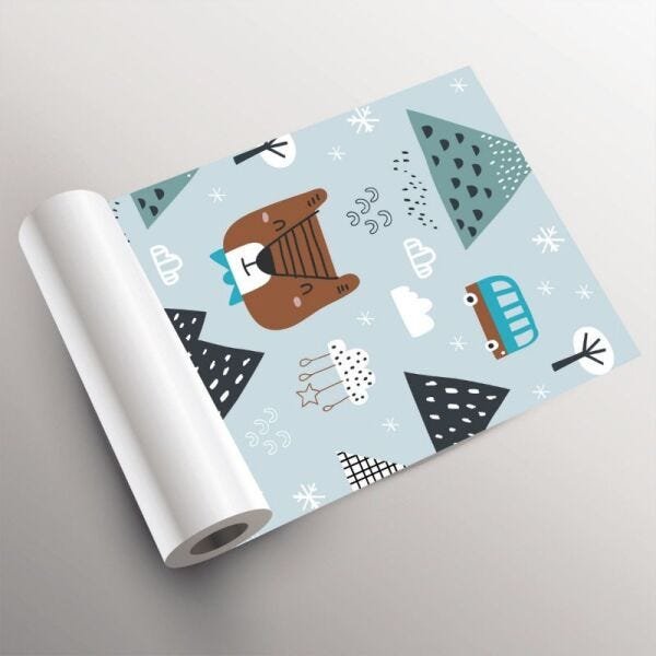 Papel de Parede urso desenho baby - 3