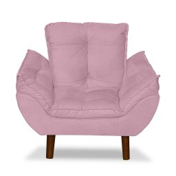 Mini Poltrona Cadeira Infantil de Criança Suede Rosa Bebê Pés Palito - 1