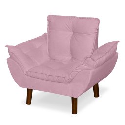 Mini Poltrona Cadeira Infantil de Criança Suede Rosa Bebê Pés Palito - 2