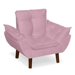 Mini Poltrona Cadeira Infantil de Criança Suede Rosa Bebê Pés Palito - 3