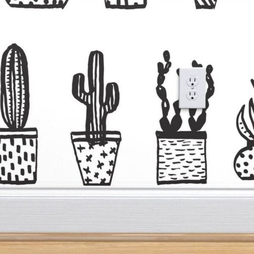 Wallpaper - cacto  Cactos desenho, Papel de parede preto e branco, Ideias  criativas de pintura
