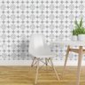 Papel de Parede geométrico floral cinza e branco - 1