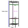 Arara Cabideiro de Canto Prateleira 2 Andares Sapateira Rack Gancho Roupa  Casaco Resistente Mu - 6