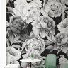Papel de parede preto e branco flores grandes - 1