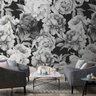 Papel de parede preto e branco flores grandes - 2