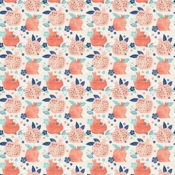 Papel de parede desenho fruta romã - 3