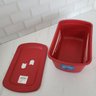 Cesto Caixa Organizadora Empilhável com Tampa Plástica Média Soprano Vermelho - 3