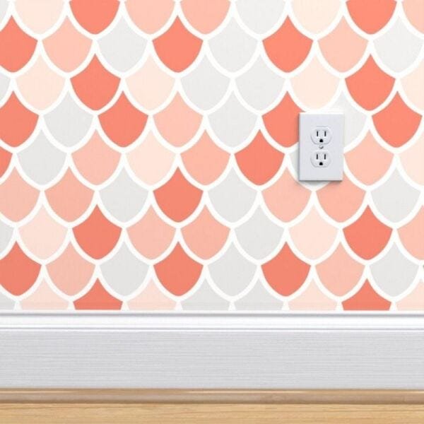Papel de Parede geométrico escamas rosa e cinza - 3