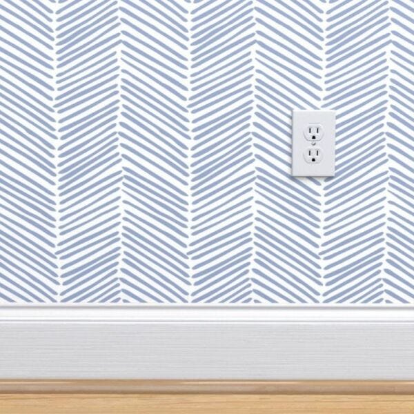 Papel de Parede chevron azul fino - 3